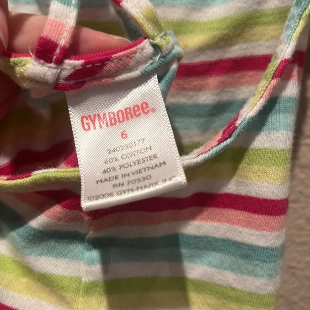 Gymboree Girl’s Candy Apple Striped Strappy Tank Top Apple Buttons Size 6